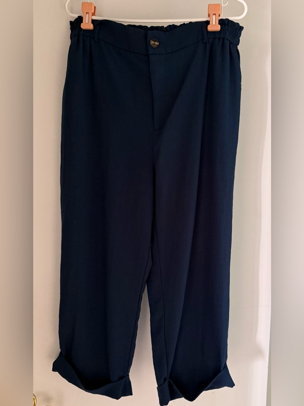 HALARA Dark Navy Cropped Wide-Leg Pants